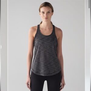 EUC Lululemon Long Distance Tank size 6 in Heathered Black with mesh